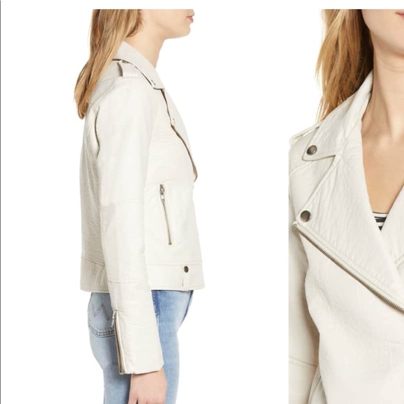 Faux leather Moto jacket - BONE color - Picture 3 of 6